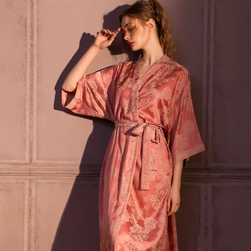 Clean Ownkoti Romantic Rose 3 4 Sleeve Kimono Robe Refined