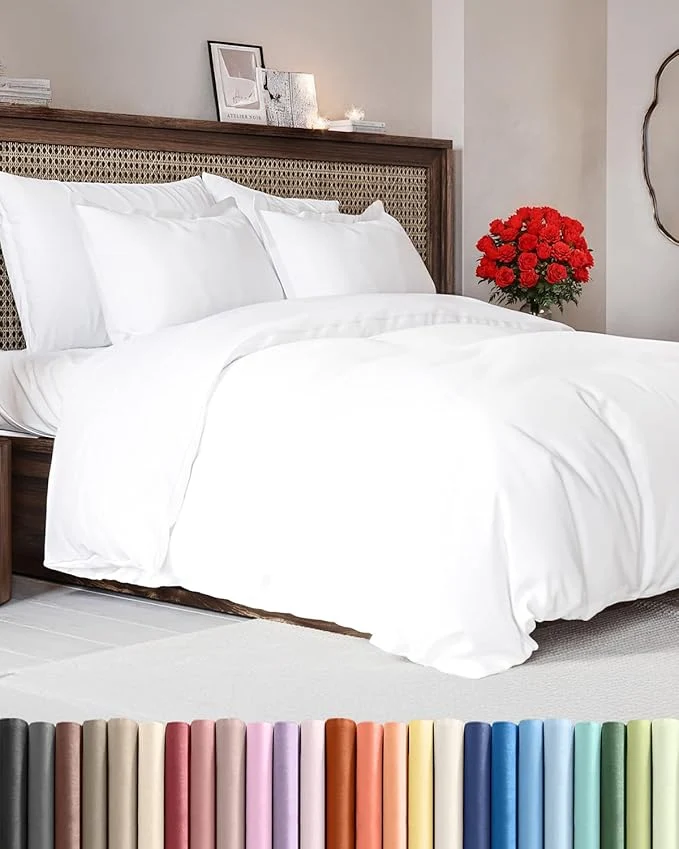 Healthy Duvet Cover Cal King Size Set - Extra Soft Cal King Duvet Cover 104 quot x 98 quot with 2 Pillow Shams - Hotel Luxury Easy Care amp Fade with Zipper Closures amp Ties - Comfy Cozy and Breathable White Outstanding