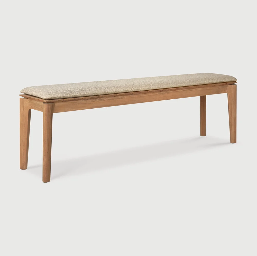 Crafted Bok outdoor bench - teak - Natural fabric - 3 seater Traditional
