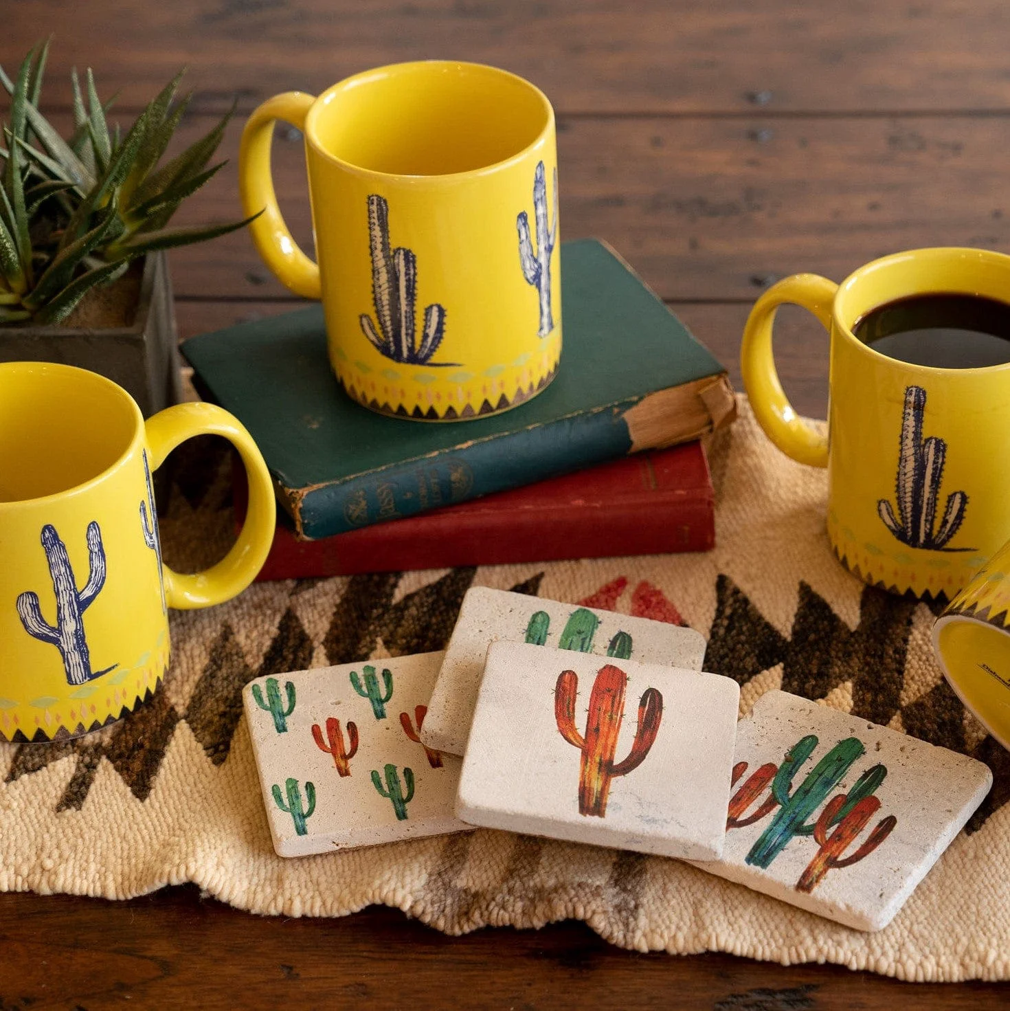 Comfortable Cactus Mug amp Coaster Set 8 Pc Trusted
