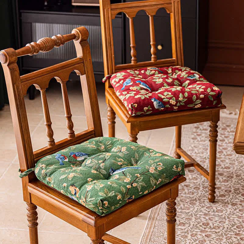Genuine Ownkoti Vintage Botanical Bird Print Chair Pad Artisan