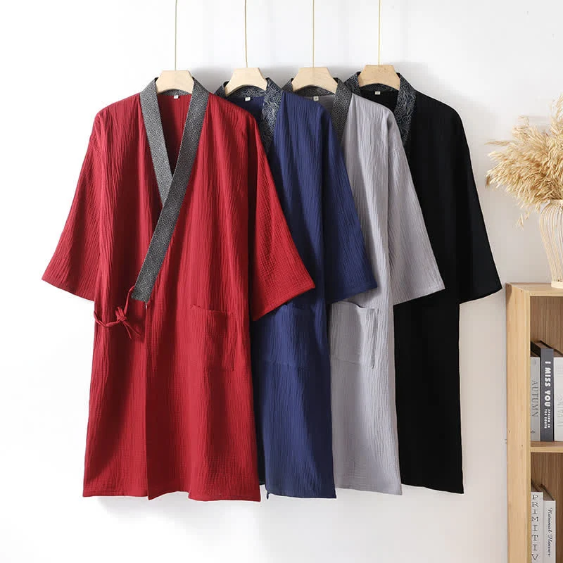 Relaxed Ownkoti Classic Cotton Gauze Robe with Decorative Trim Sustainable