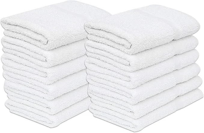 Practical GOLD TEXTILES 48 White Economy Bath Towels Bulk Cotton Blend Elite