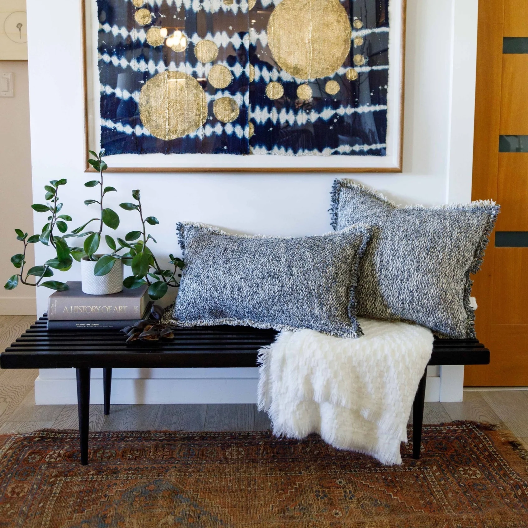Trendy Brentwood Pillow Steel Blue Luxury