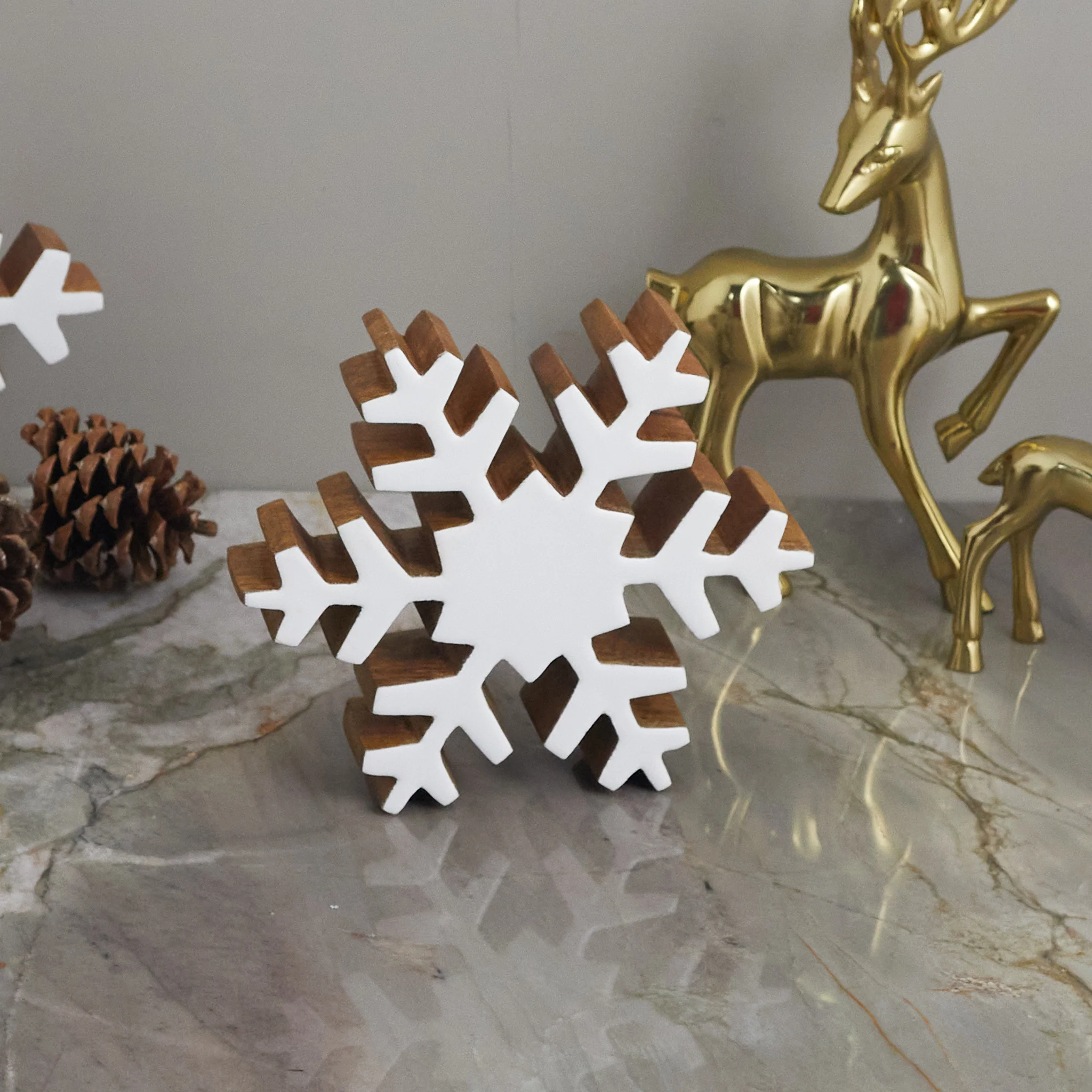 Consistent Mango Wood amp Enamel Snowflake Small Exclusive