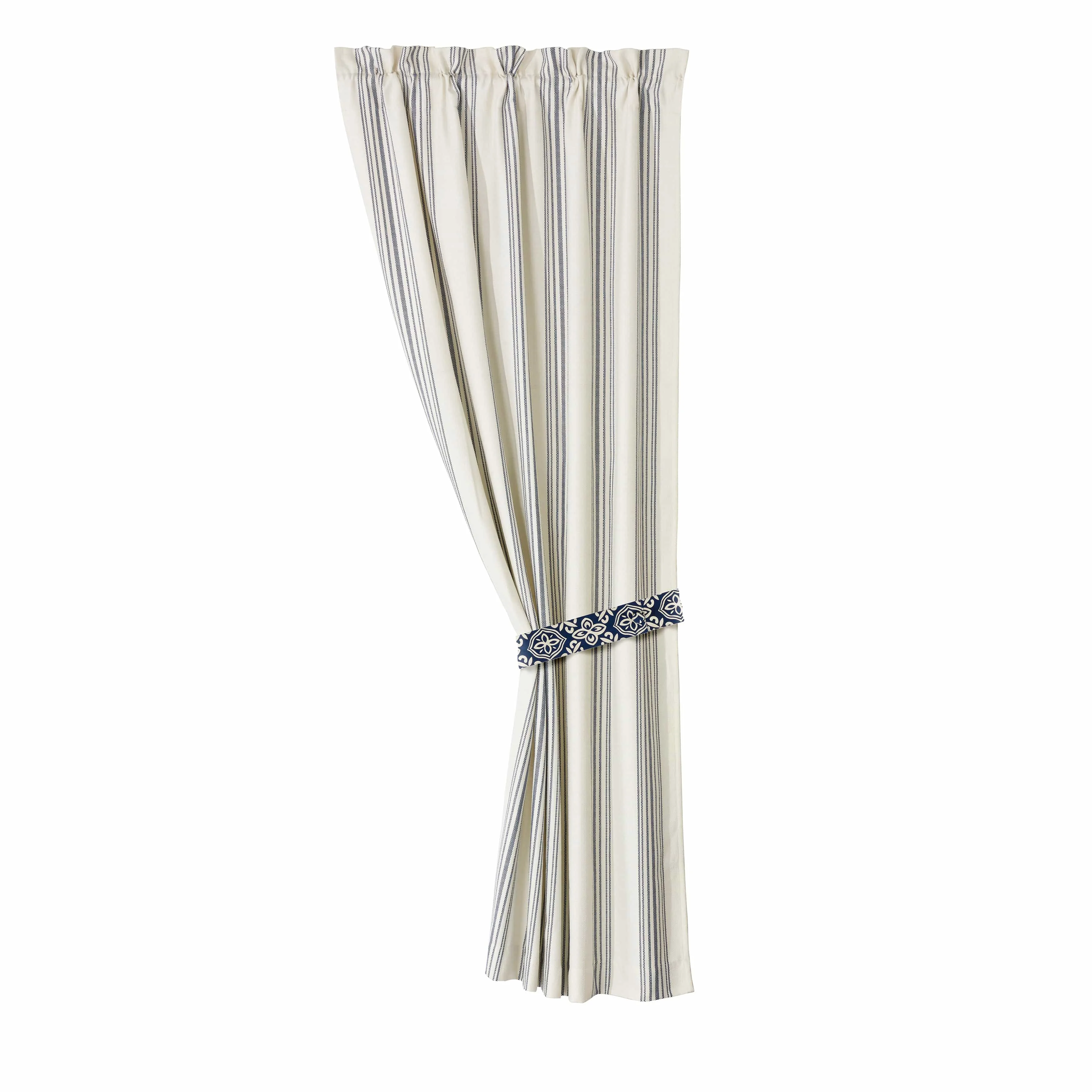 Effective St. Claire White amp Navy Striped Curtain Set 2 Pc Breathable