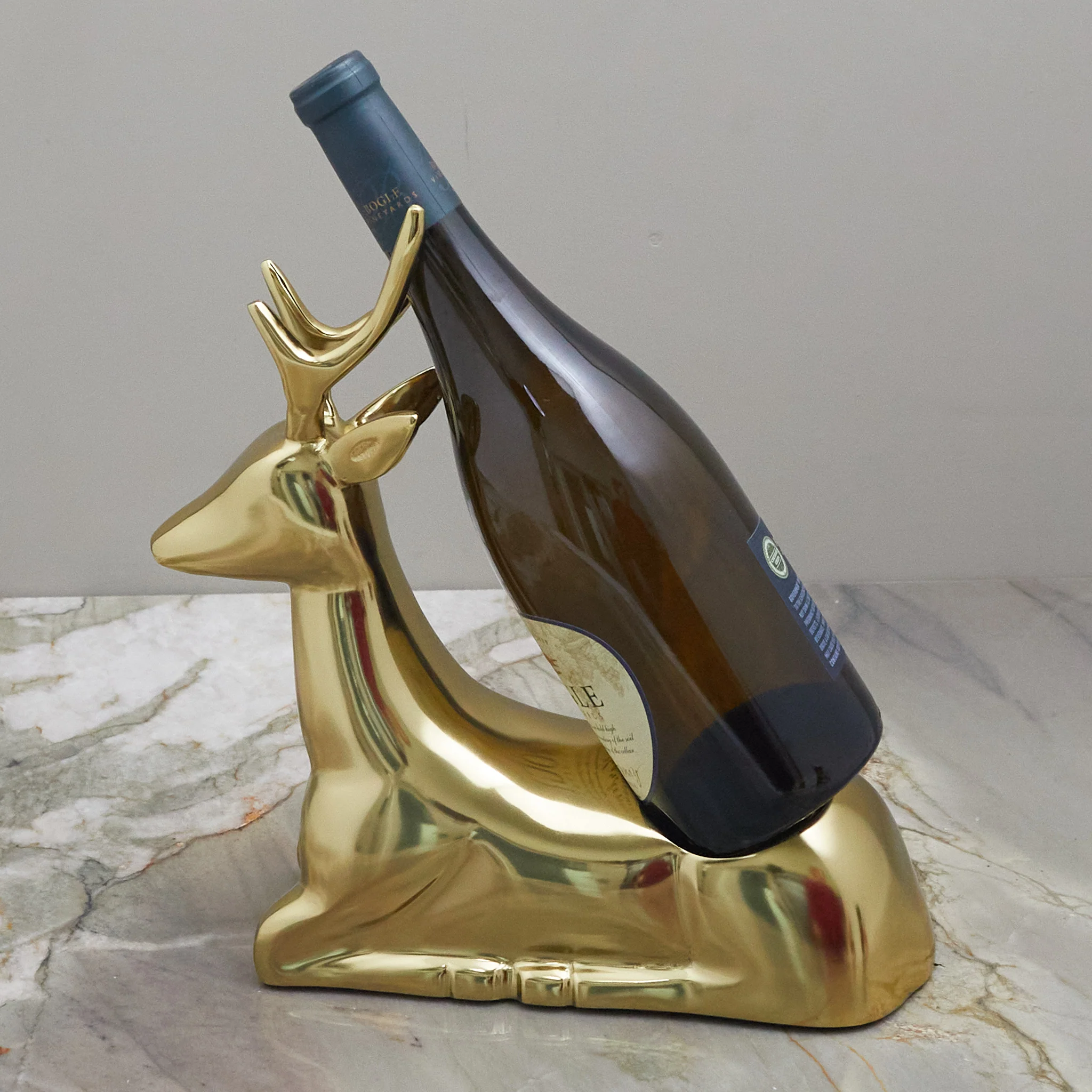 Crafted Gold Reindeer Bottle Holder Fast