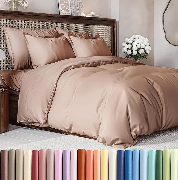 Outstanding Duvet Cover Full Size Set - Extra Soft Full Duvet Cover 80 quot x 90 quot with 2 Pillow Shams - Hotel Luxury Easy Care and Fade w Zipper Closures amp Ties - All Season Comfy Cozy amp Breathable Mauve Refined