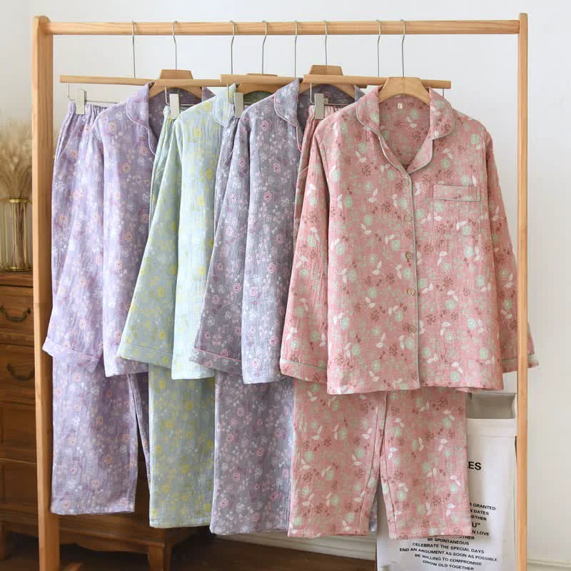 Verified Ownkoti Vintage-Inspired Rose Jacquard Cotton Pajama Set Sophisticated