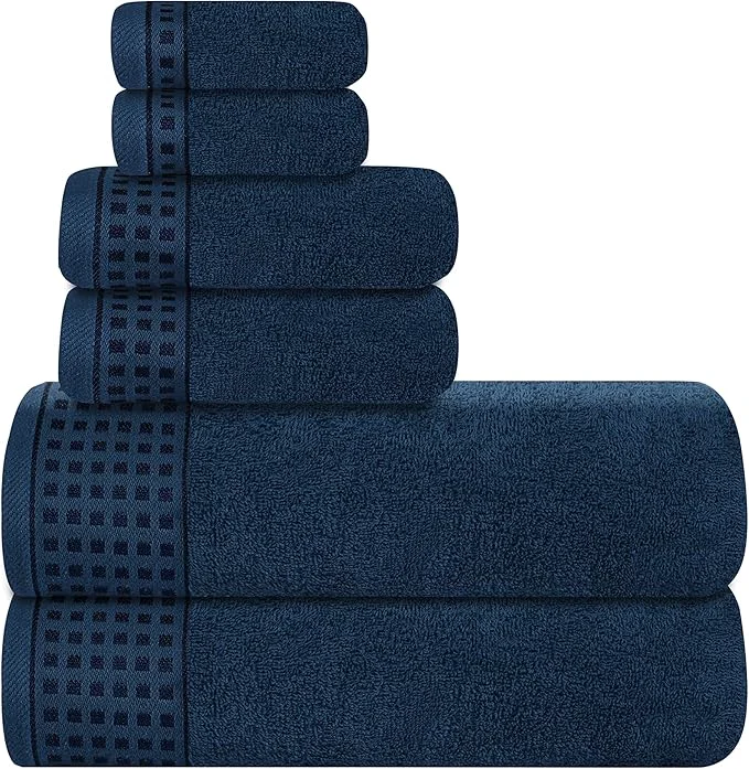 Dependable GLAMBURG Cotton Ultra Soft 6 Pack Towel Set Contains 2 Bath Towels 28x55 Flexible