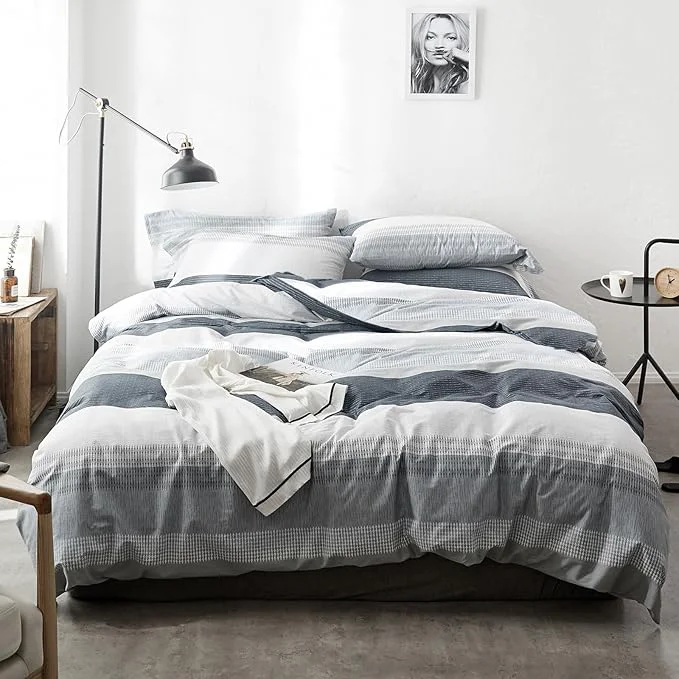 Easy-to-Use mixinni Gray Striped Comforter King Size Modern Geometric Comforter Set for Boys Men 1 Geometric Comforter and 2 Pillow Shams All Season-King Size Trusted