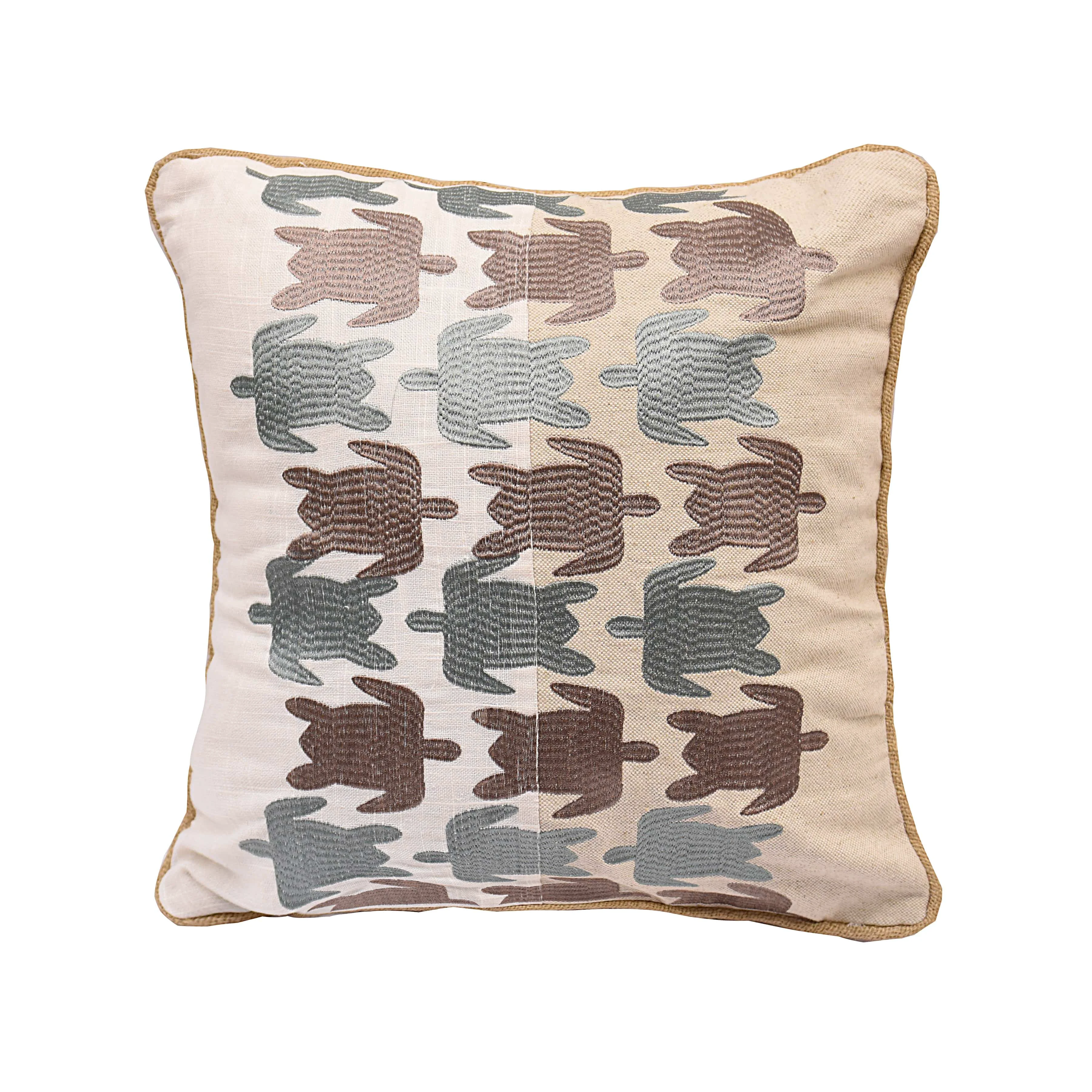Dependable Turtle Embroidered Linen Pillow Reusable