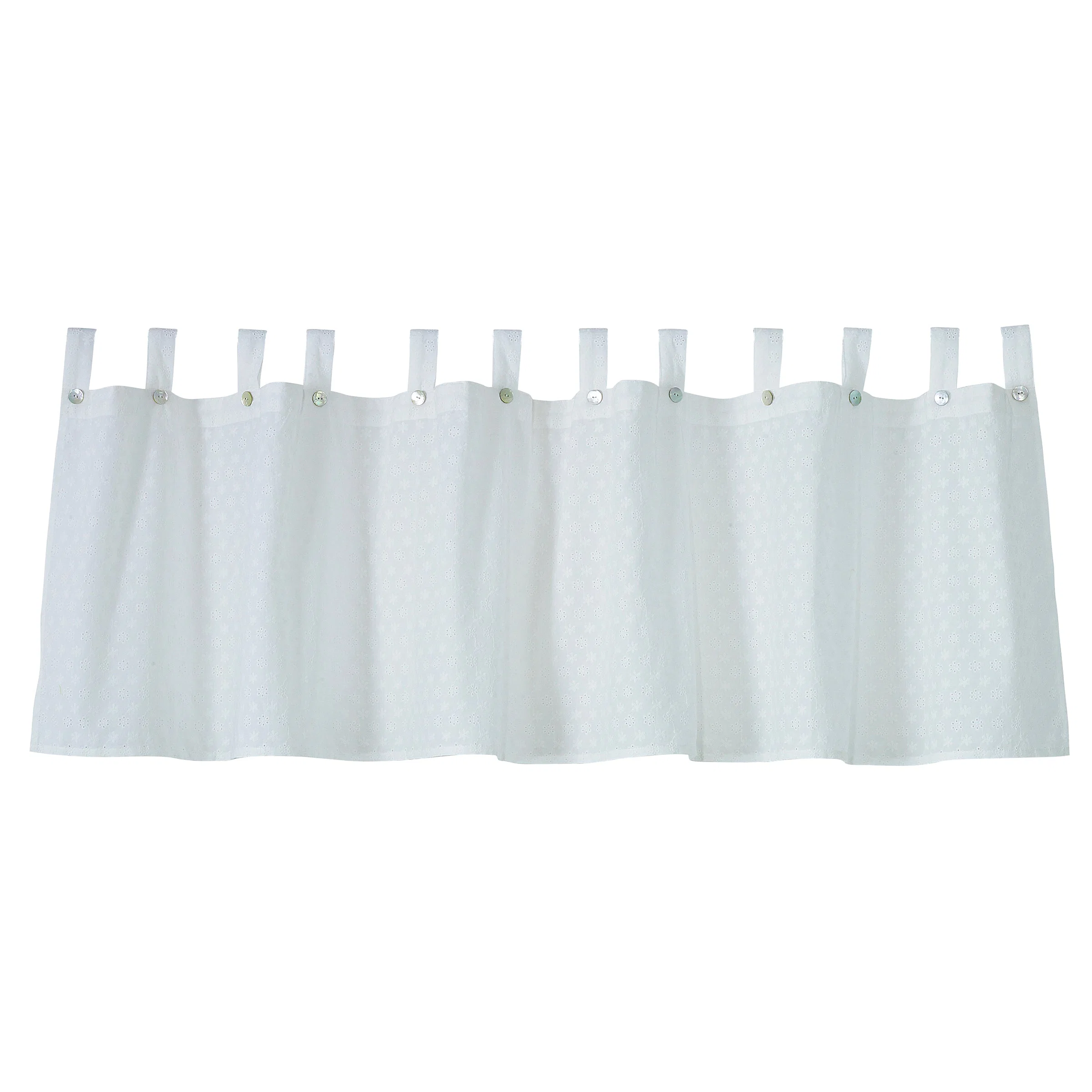 Verified Salado White Cotton Valance with Medallion Elegant