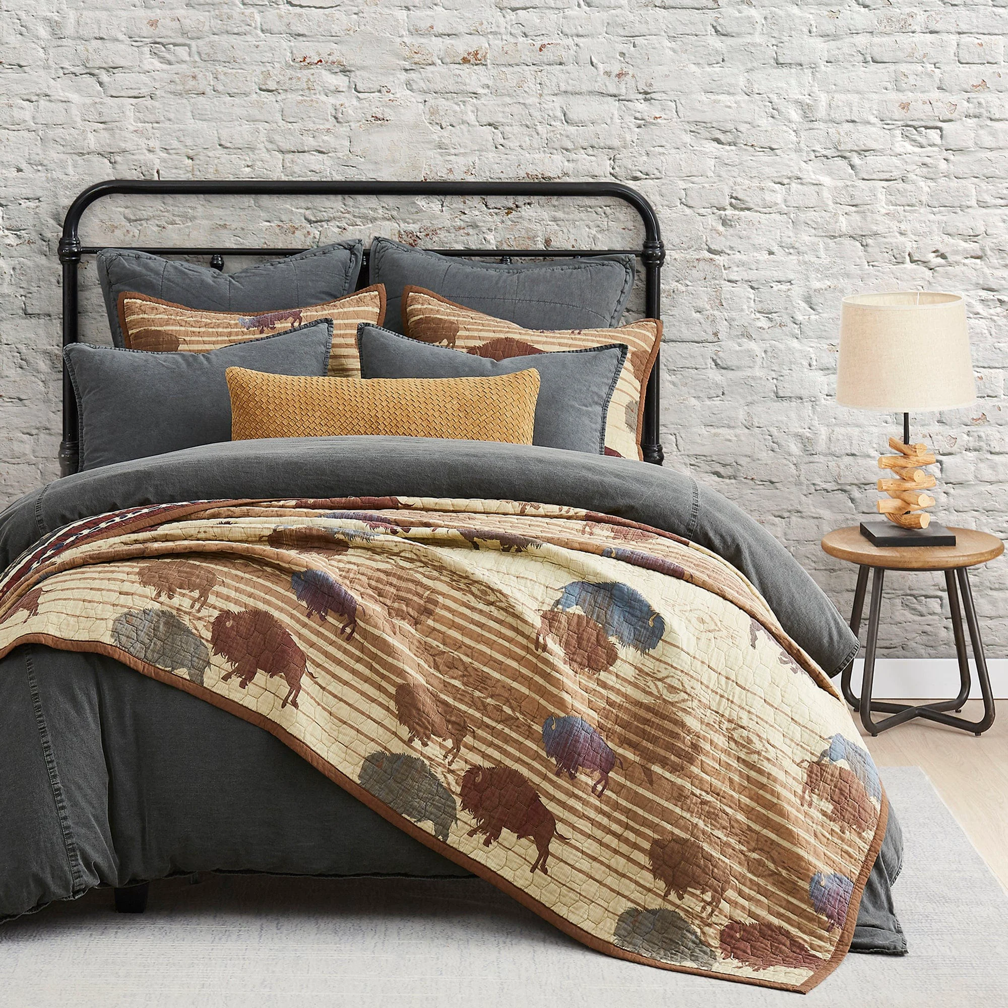 Minimalist Home on the Range Reversible Quilt Set 2 Pc Top-Quality