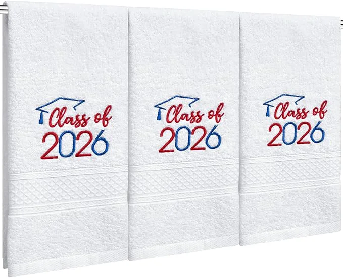 Trendy MASHAN Class of 2026 Graduation Hand Towels 3 Pack Cotton Soft Absorbent Specialty