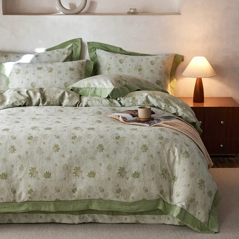 Smooth Ownkoti Refresh Leaf Cotton Double Gauze Bedding Set 4PCS Exclusive