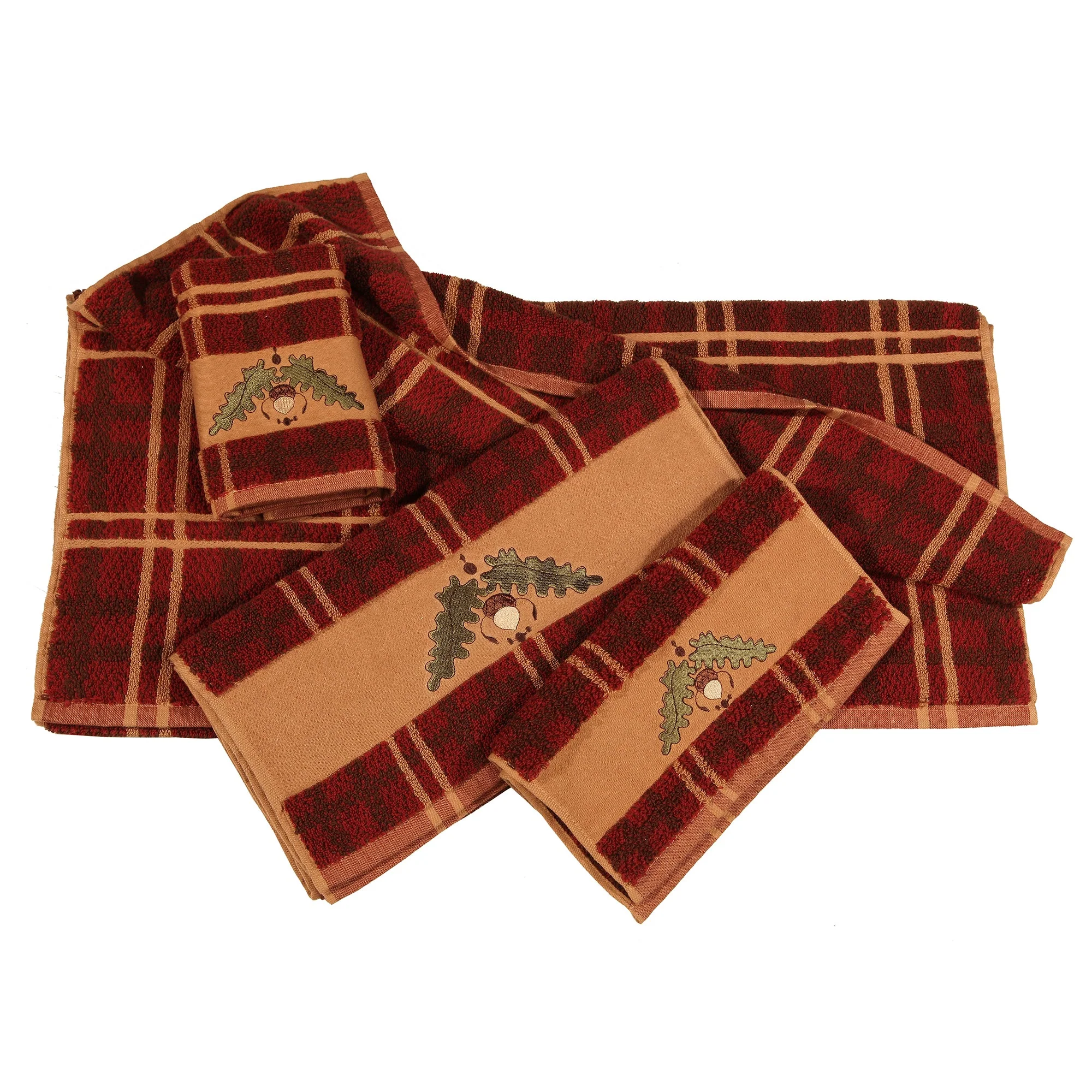 Stylish Embroidered Acorn Towel Set 3 Pc Safe