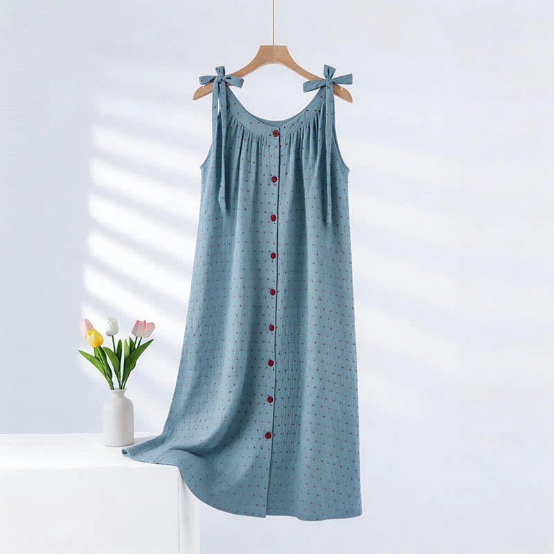 Sophisticated Ownkoti Blue Polka Dot Camisole Nightgown Environmentally Friendly
