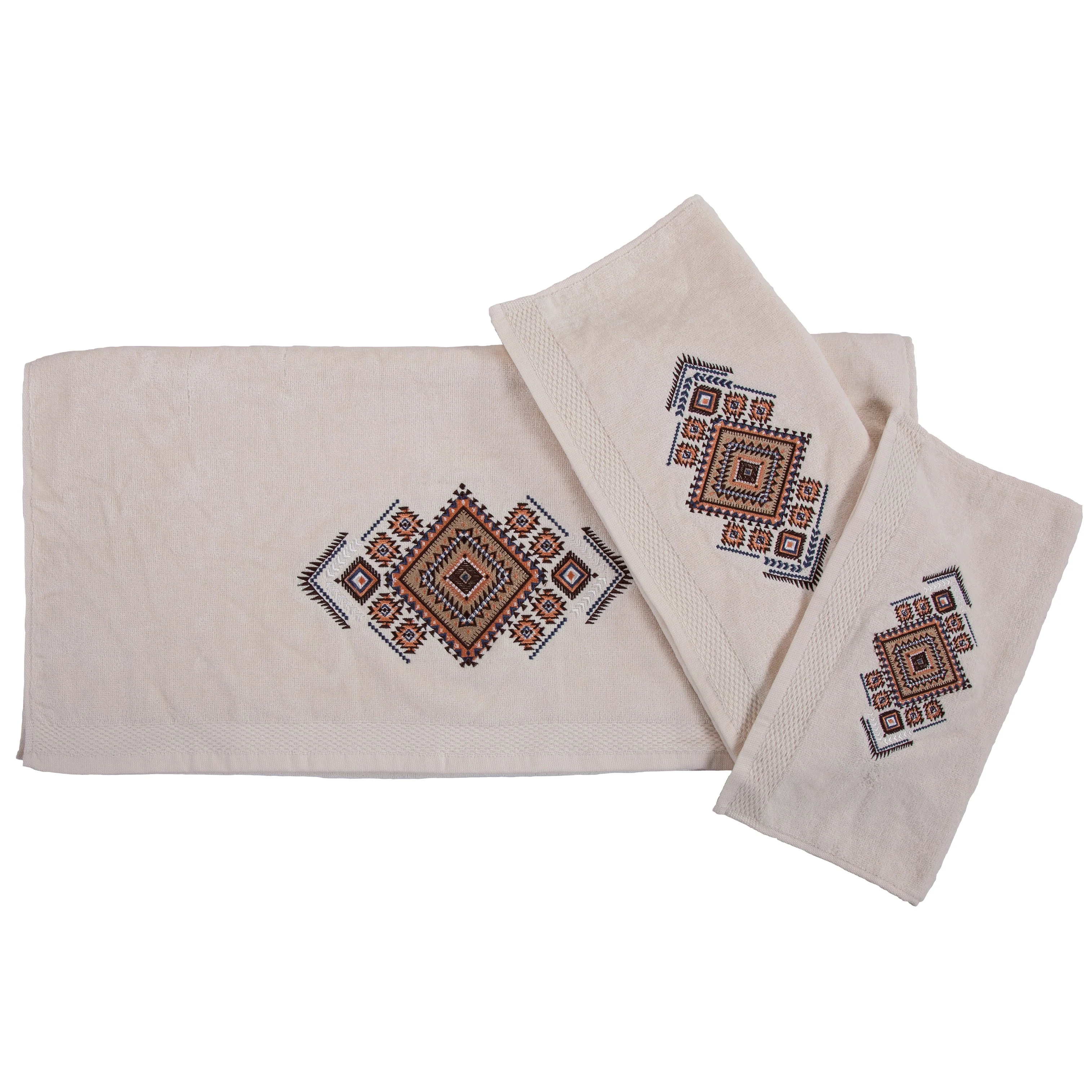 Verified Sedona Embroidered Aztec Towel Set 3 Pc High-Quality