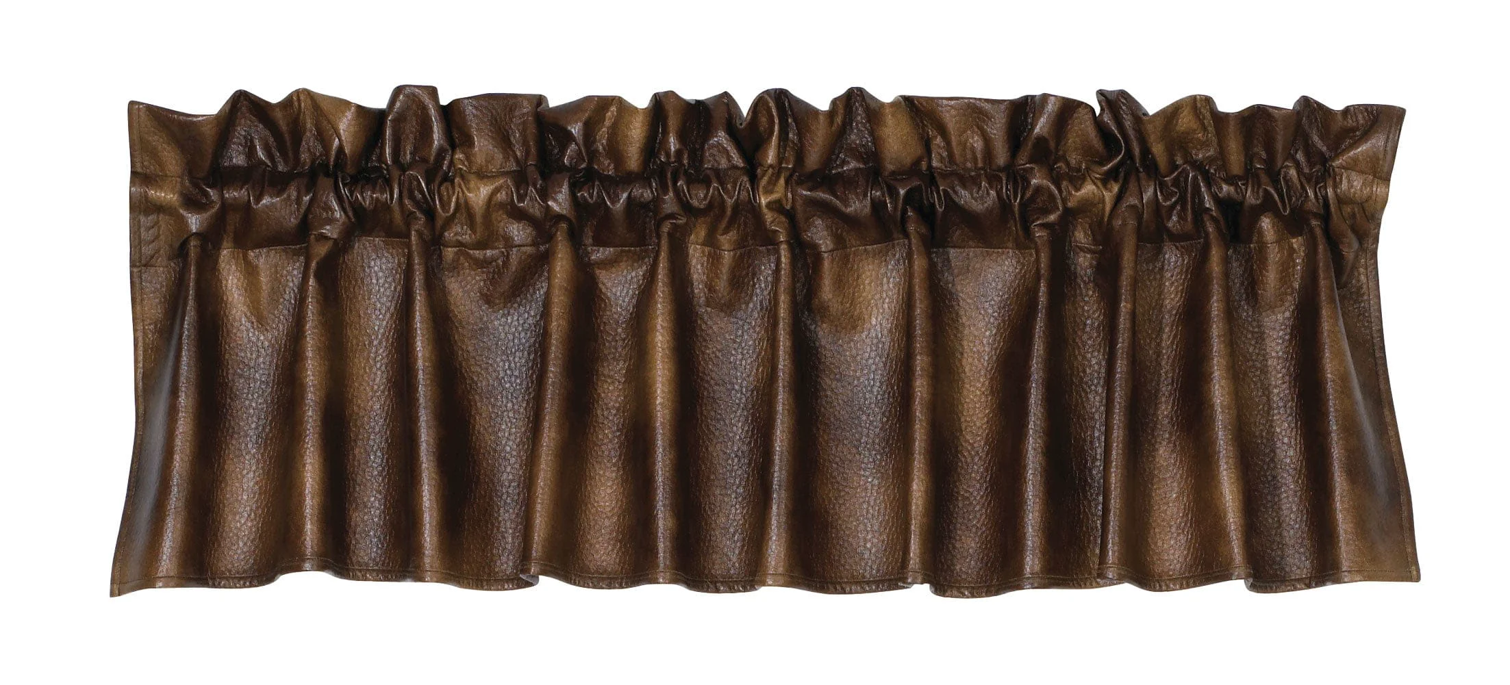 Clean Two-Toned Brown Faux Leather Valance Consistent