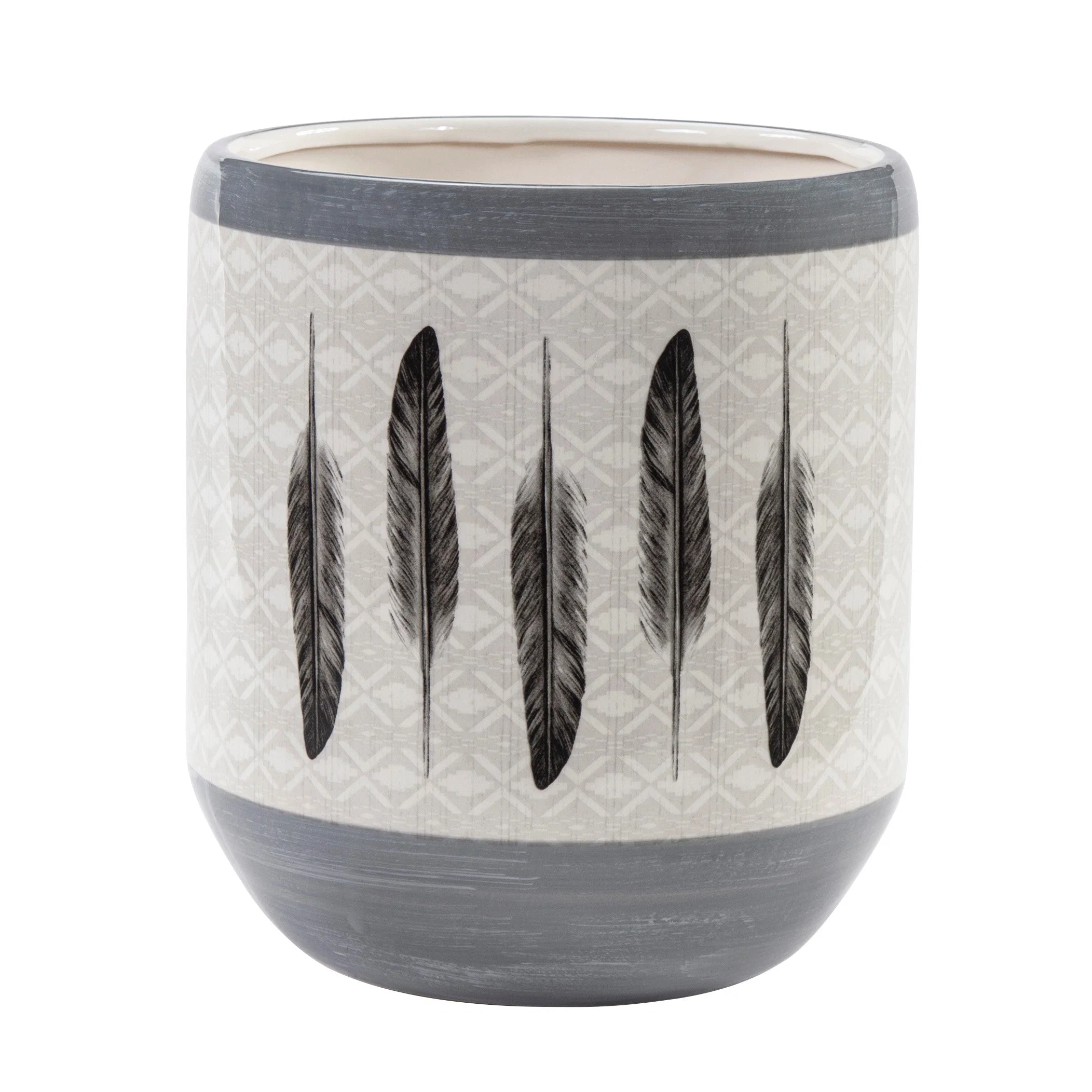 Breathable Feather Design Ceramic Wastebasket High-Grade