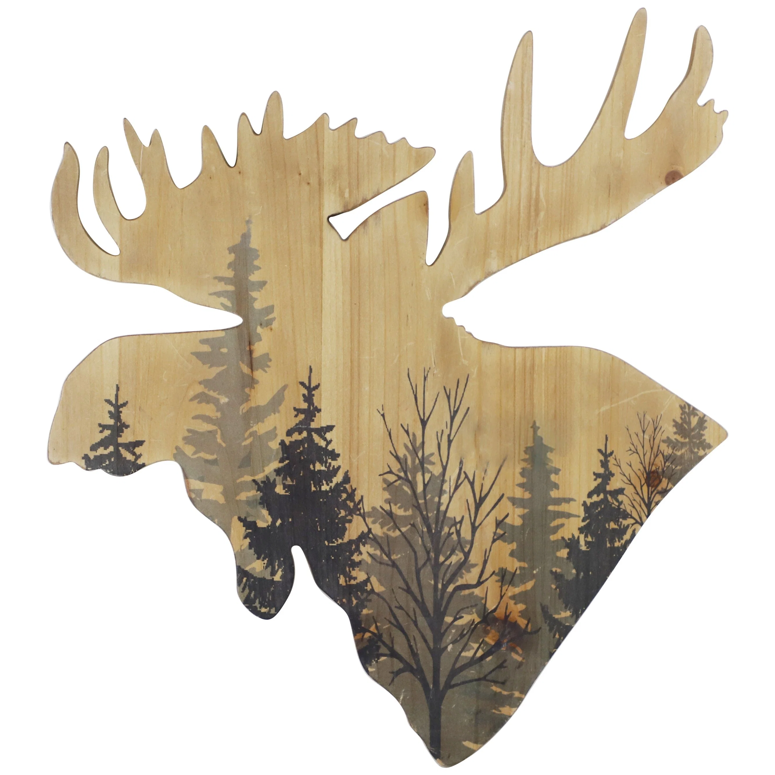 Top-Quality Moose Head Forest Cutout Rustic Wall Art Original