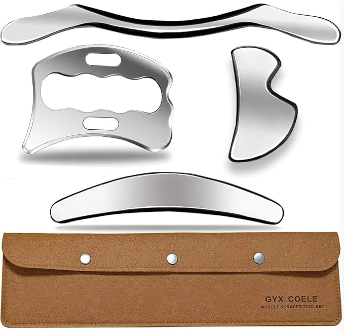 Long-Lasting 4 in 1 Muscle Scraper Tool Set Stainless Steel Gua Sha Massage Tools Durable