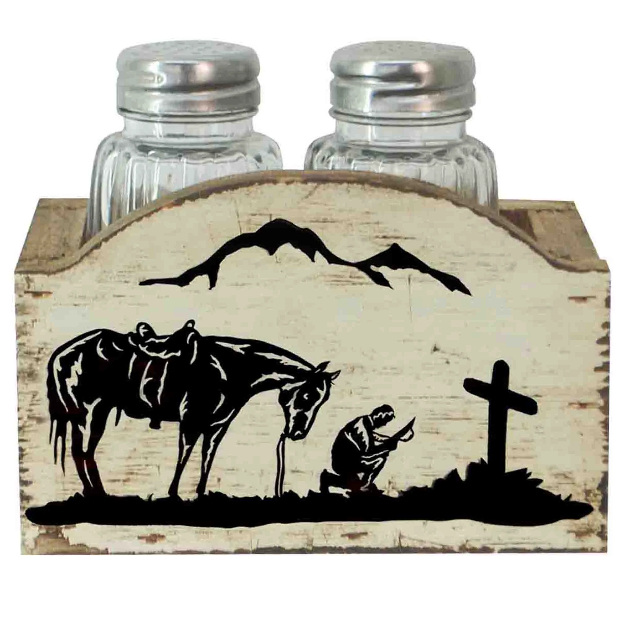Optimized Praying Cowboy Design Salt amp Pepper Set 2 Pc Clean