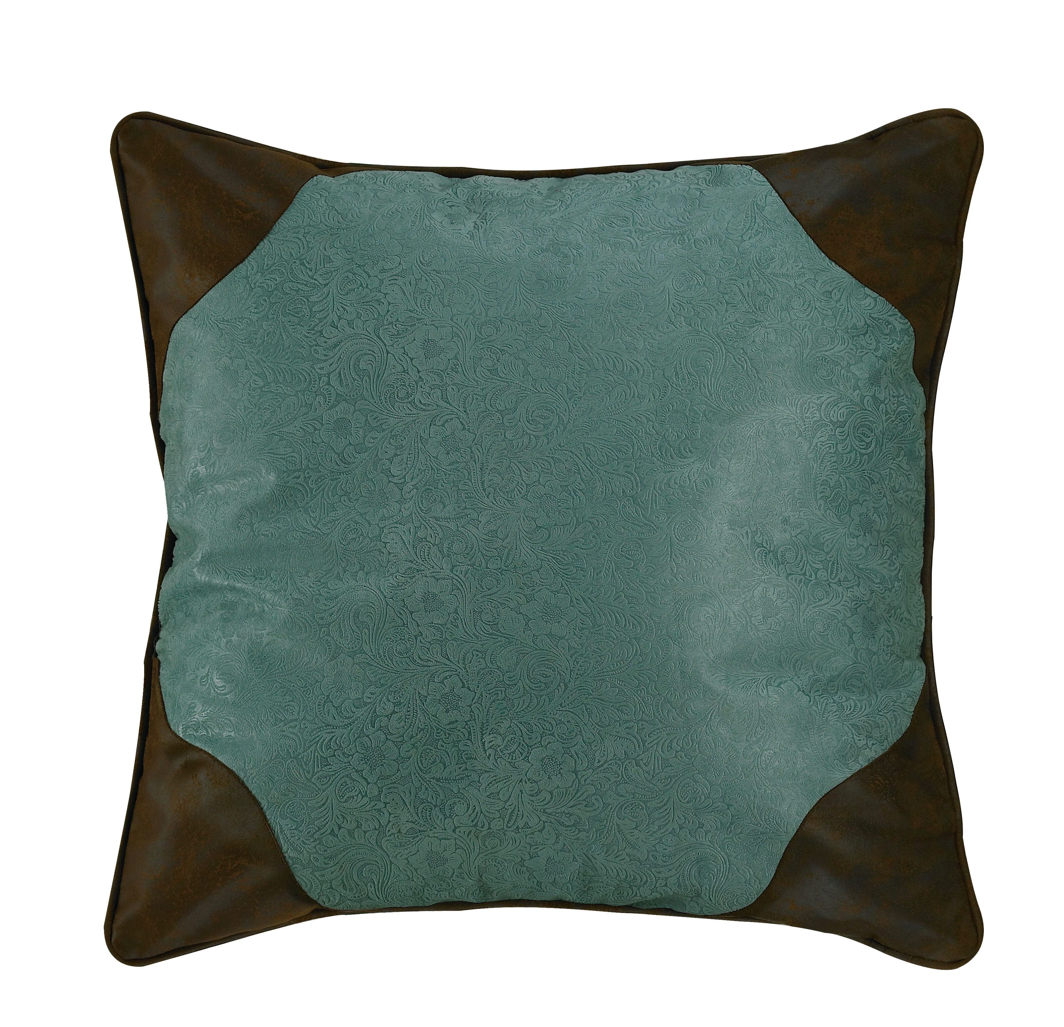 Exclusive Calhoun Turquoise Faux Tooled Leather Euro Sham Clean