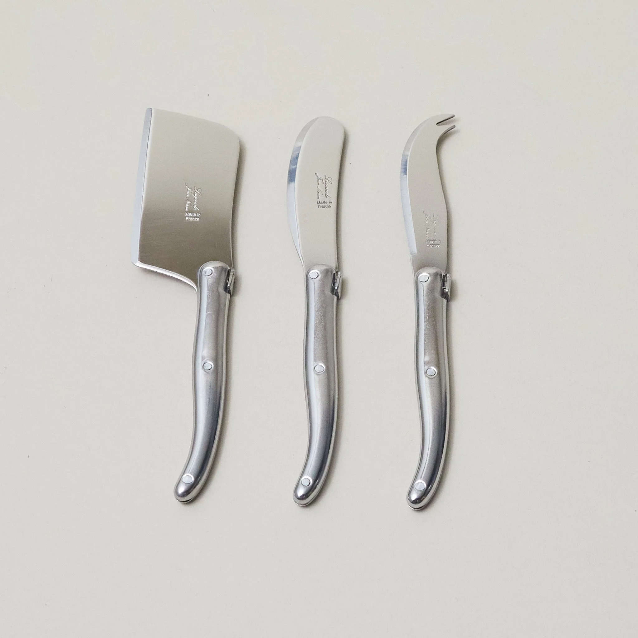 Recyclable Laguiole 3 Piece Mini Cheese Utensil Set Stainless Steel in Kraft Paper Box Durable
