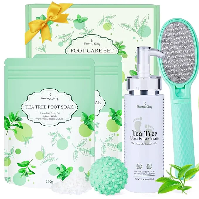 Original Gift Baskets for Women Eleanore's Diary 4pcs Tea Tree Foot Soak Set-Suit for Crafted