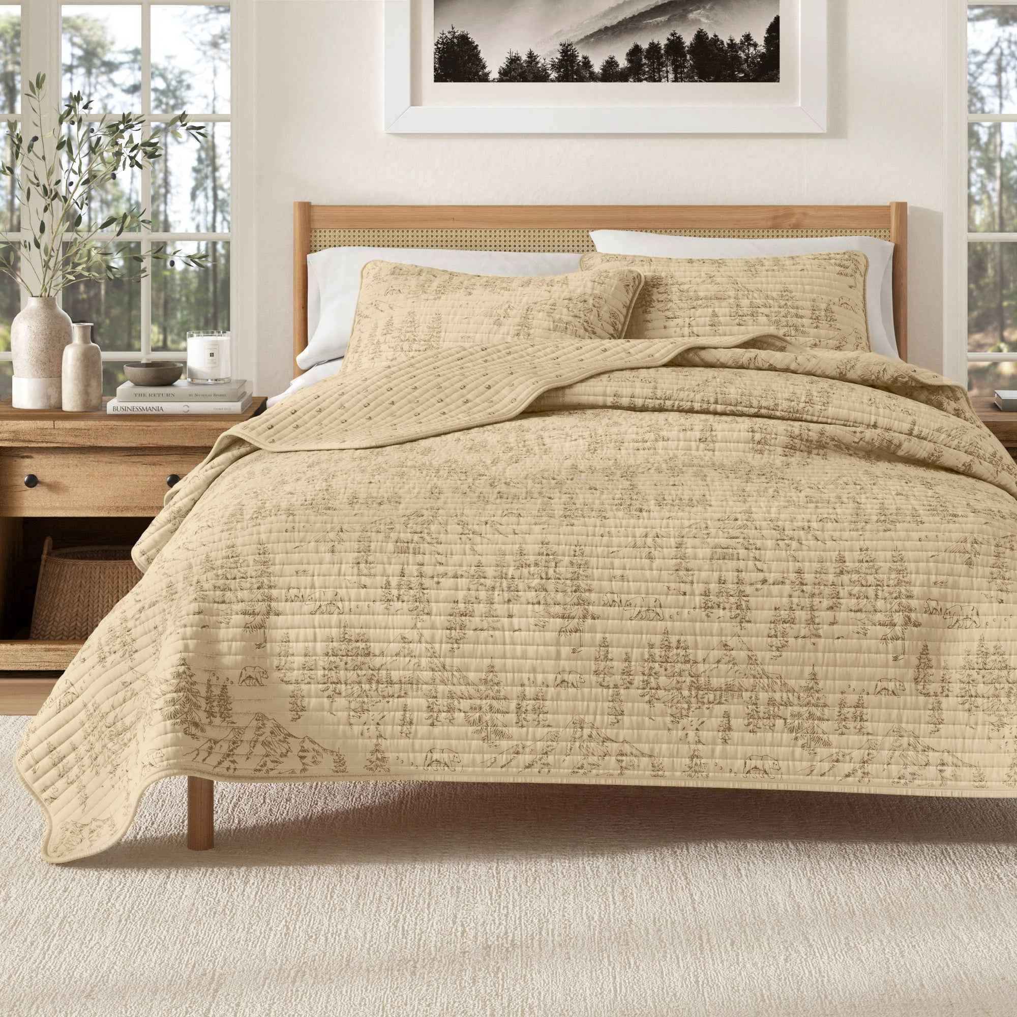 First-Class 3 Piece Lodge Printed Quilt - Moonlight Ridge Efficient