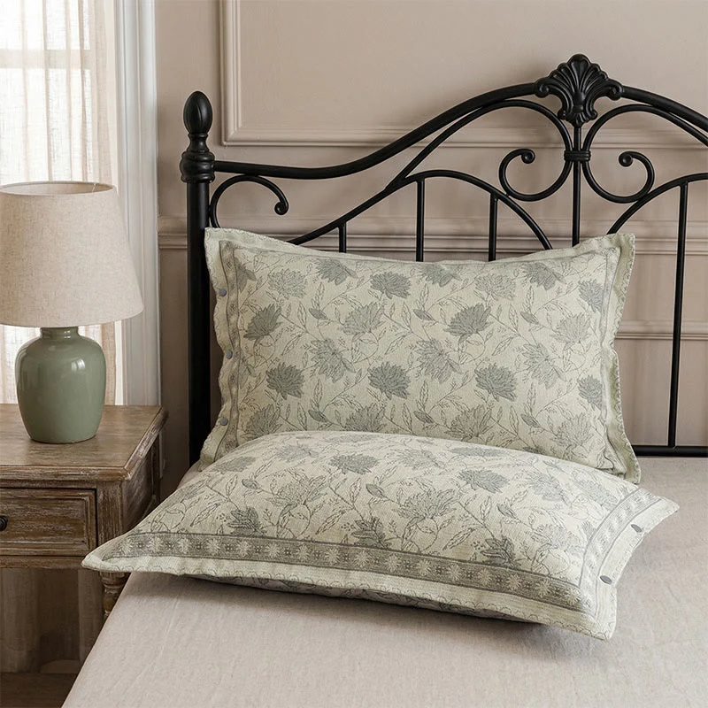 First-Class Ownkoti Floral Cotton Gauze Button Pillowcases 2PCS Fashionable