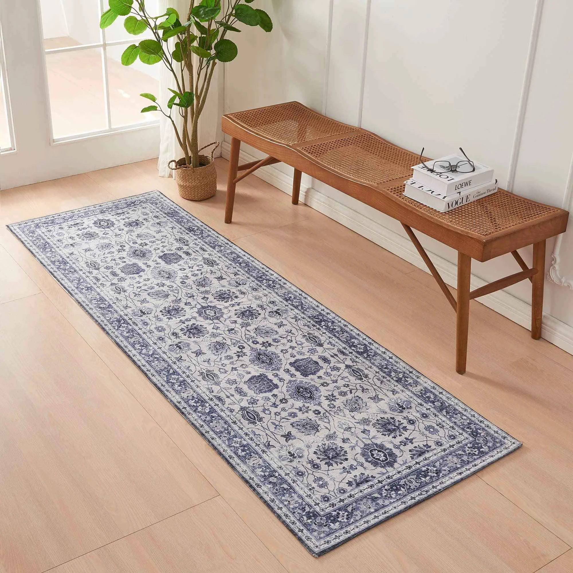 High-Grade Floral Machine Washable Accent Runner 2 39 4 quot x 7 39 - Matra Collection Powerful