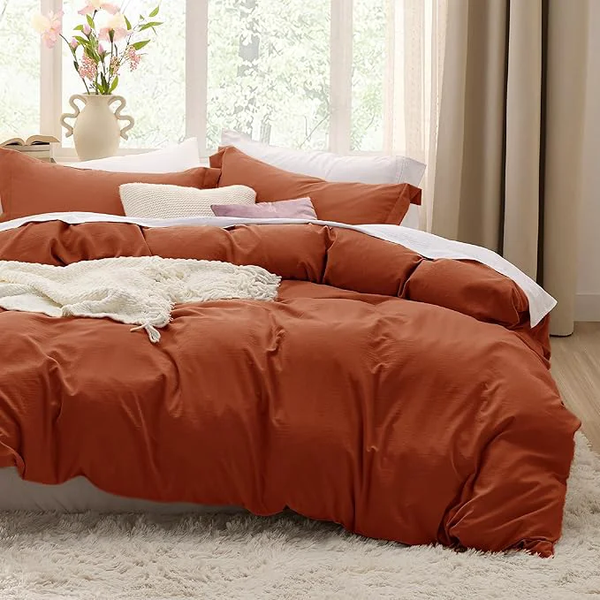 Fast Bedsure Terracotta Duvet Cover Twin Twin XL Size - 2 Pieces Prewashed Polyester Extra Soft Bedding Set Includes 1 Twin Duvet Cover 68 39 39 x90 39 39 with Zipper Closure amp 1 Pillow Sham No Comforter Solid