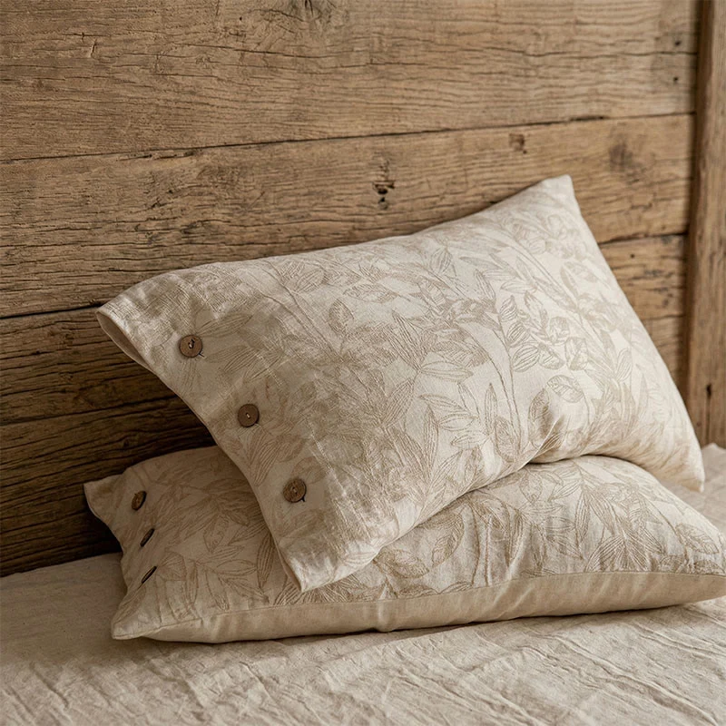 Casual Ownkoti Rustic Floral Linen Button Pillowcases 2PCS Official