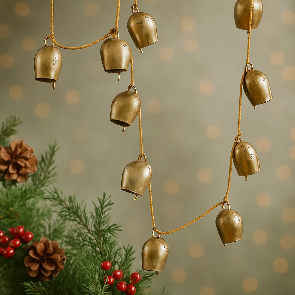 Versatile Metallic Gold Bell Garland Top-Quality