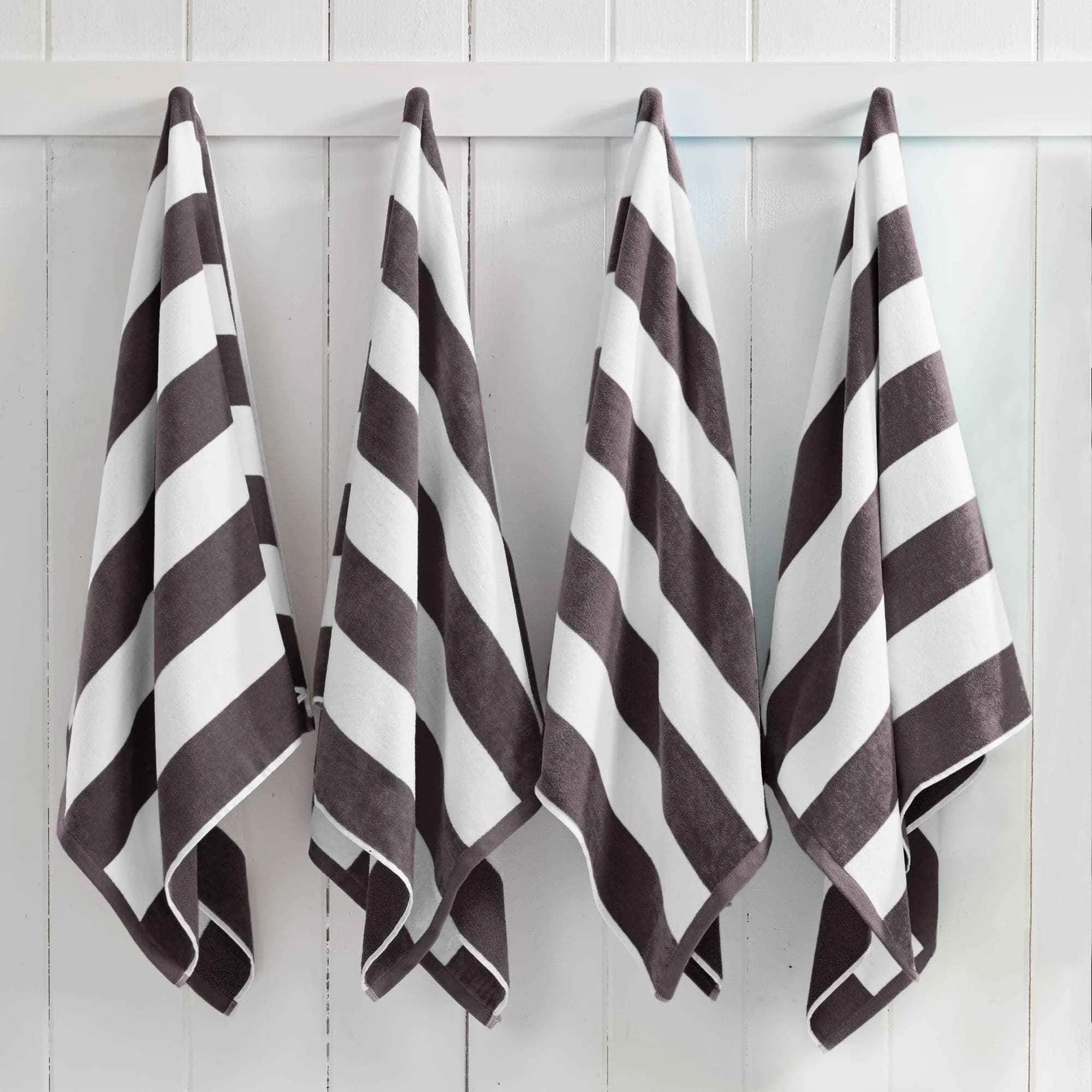 Exceptional Cotton Velour Cabana Stripe Beach Towel - Novia Collection Relaxed