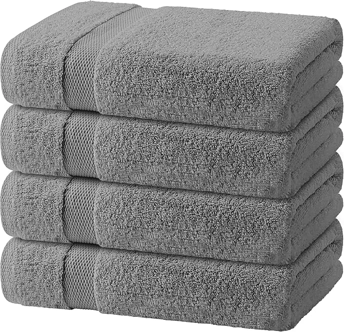 Fast White Classic Light Gray Bath Towels 27x54 Inch Cotton Towel Set Responsible