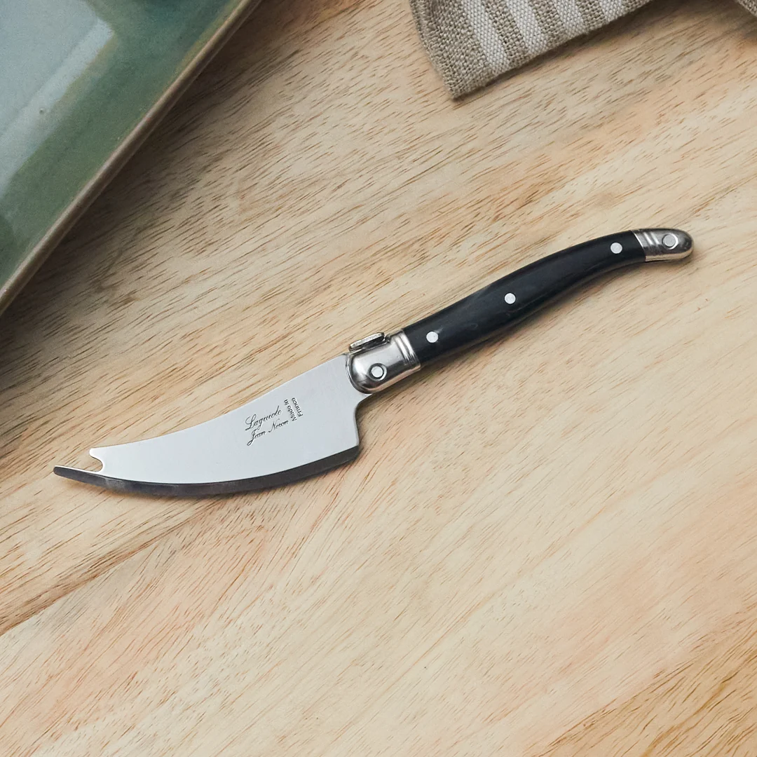 High-Quality Laguiole Pronged Knife Black Marble Smooth