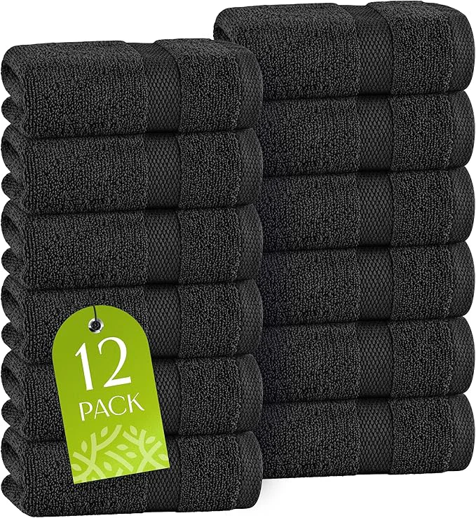 Flexible White Classic Black Washcloths Set Consistent