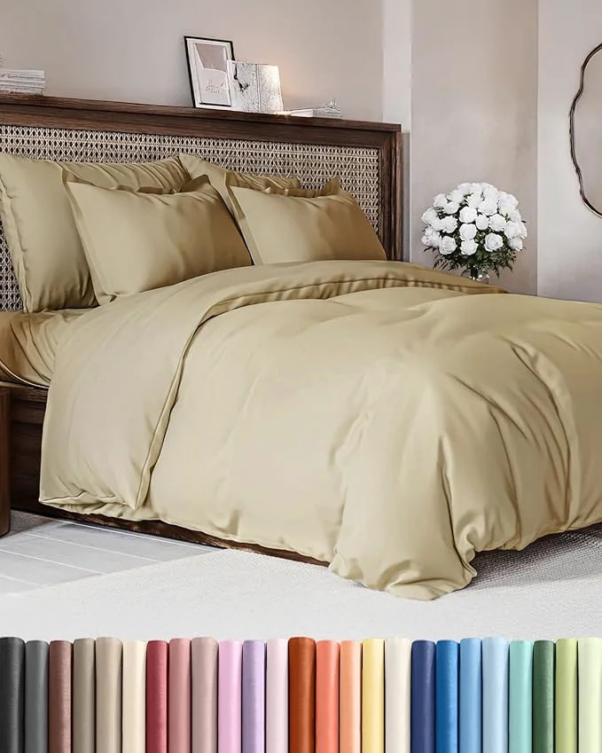 Innovative Duvet Cover King Size Set - Extra Soft King Duvet Cover 104 quot x 90 quot with 2 Pillow Shams - Hotel Luxury Easy Care and Fade w Zipper Closures amp Ties - All Season Comfy Cozy amp Breathable Beige Relaxed