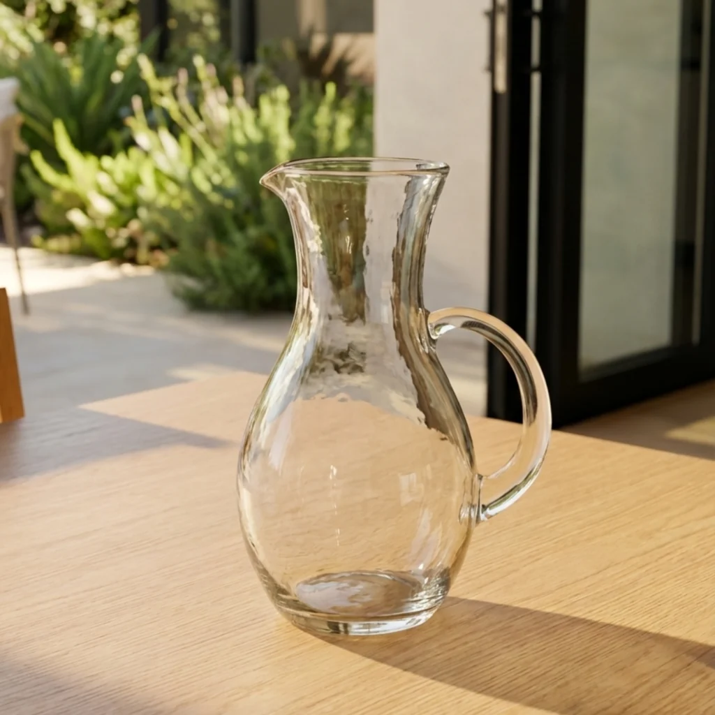 Elegant Pebble Glass Teardrop Pitcher Relaxed