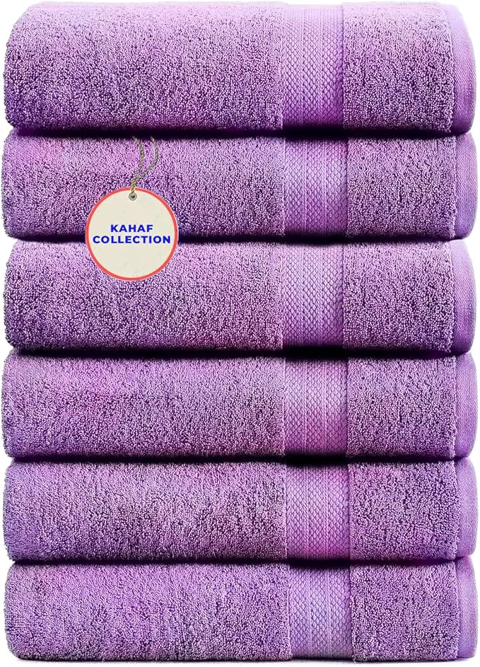 Breathable KAHAF COLLECTION Cotton Bath Towels 24x48 Pack of 6 Towels Quick Dry Organic