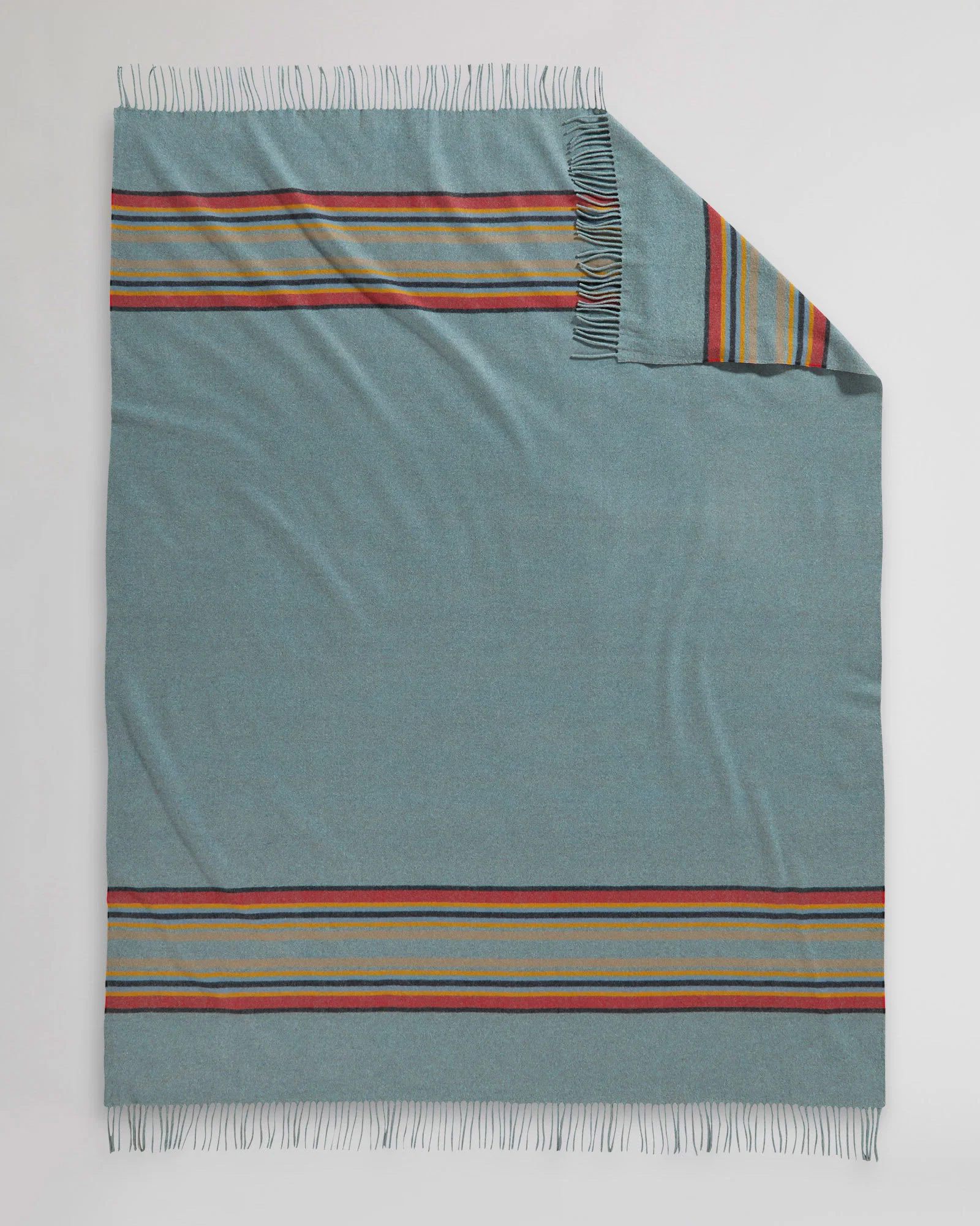 Relaxed Stripe 5TH Avenue Merino Throw Green Heather Solid
