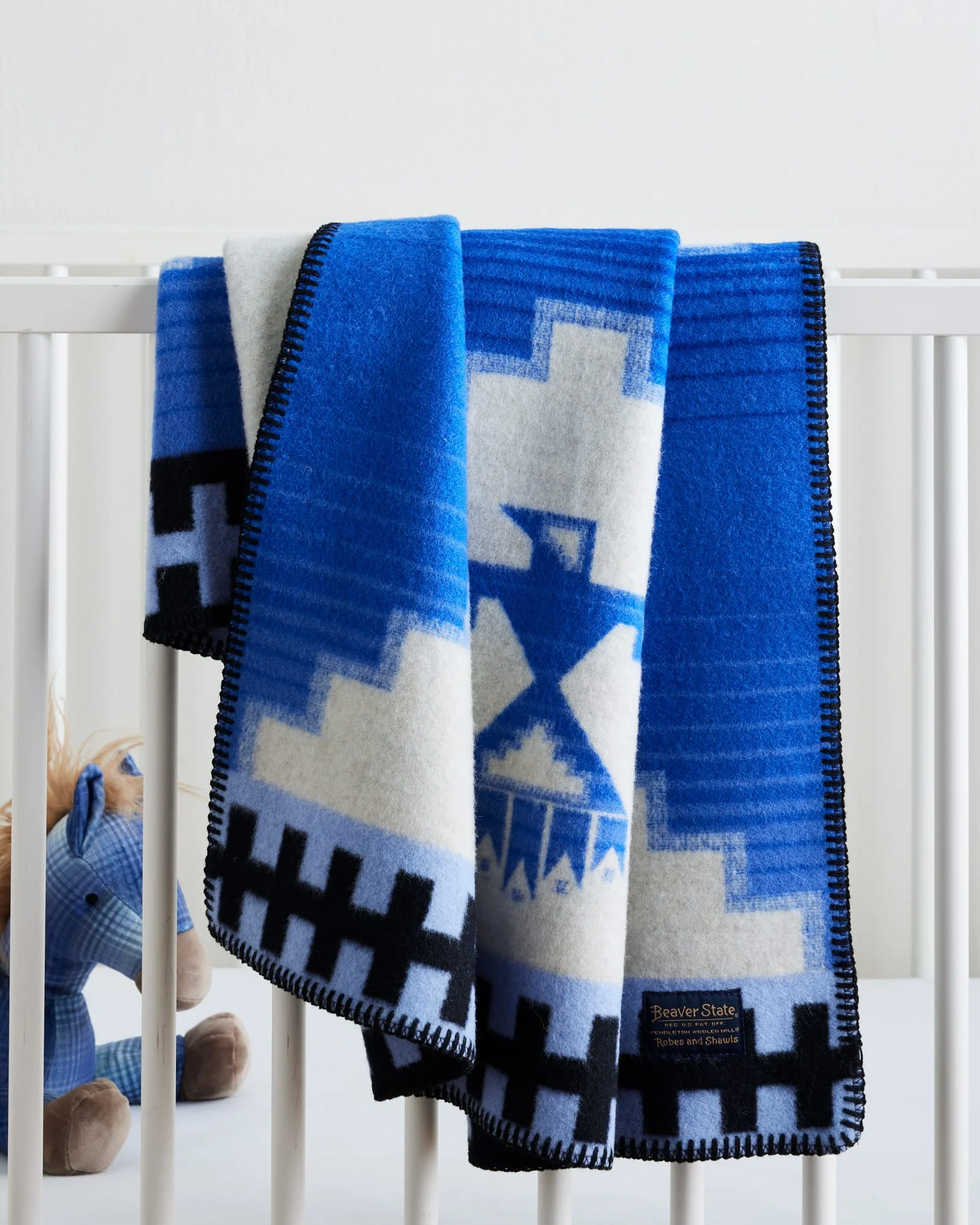 Powerful Morning Storm Blue White Crib Blanket Clean