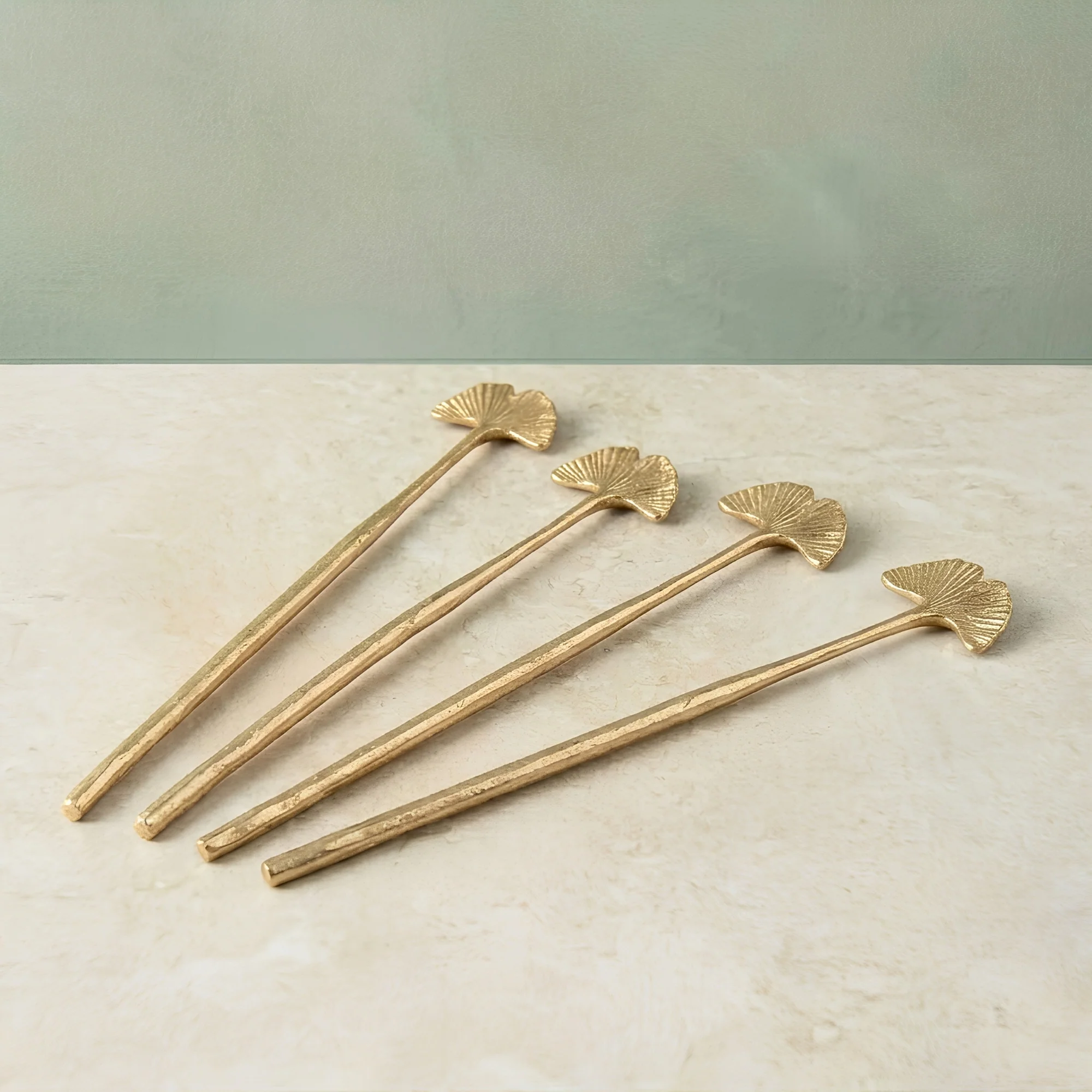 Eco-Friendly Gingko Leaf Stirrers Set of 4 Prestigious