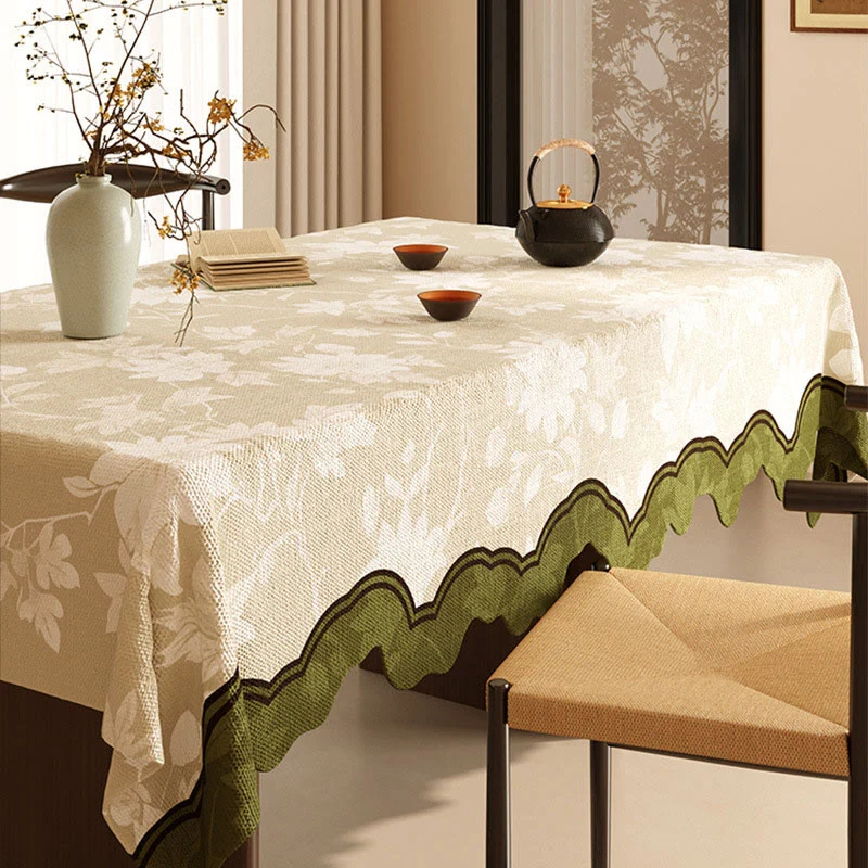 Enhanced Ownkoti Elegant Floral Branch Cotton Linen Tablecloth Responsible