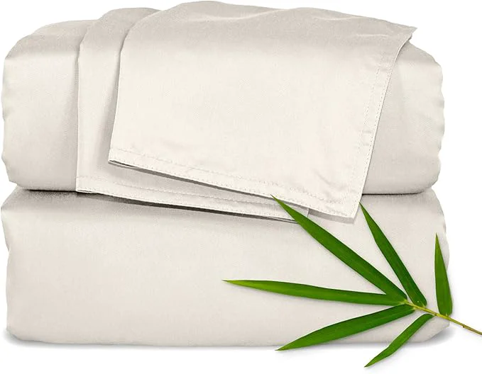 Crafted Pure Bamboo California King Sheets Organic Viscose Derived from Bamboo Bed Sheet Set Soft amp Cooling Double Stitching 2 Year Quality Promise California King Creme Sustainable