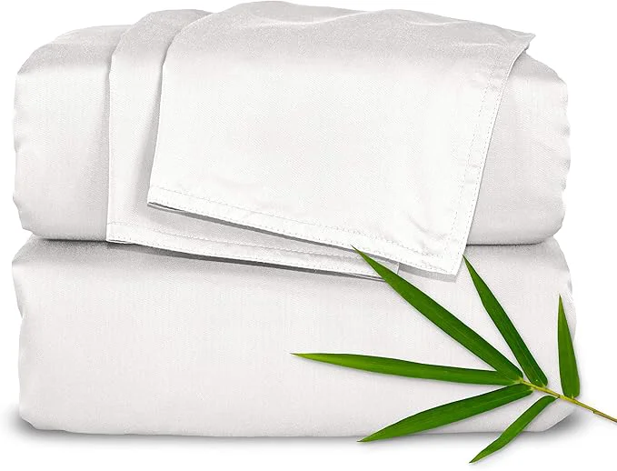 Breathable Pure Bamboo Twin XL Sheets Organic Viscose Derived from Bamboo Bed Sheet Set Luxuriously Soft amp Cooling Double Stitching 2 Year Quality Promise Twin XL White Unique